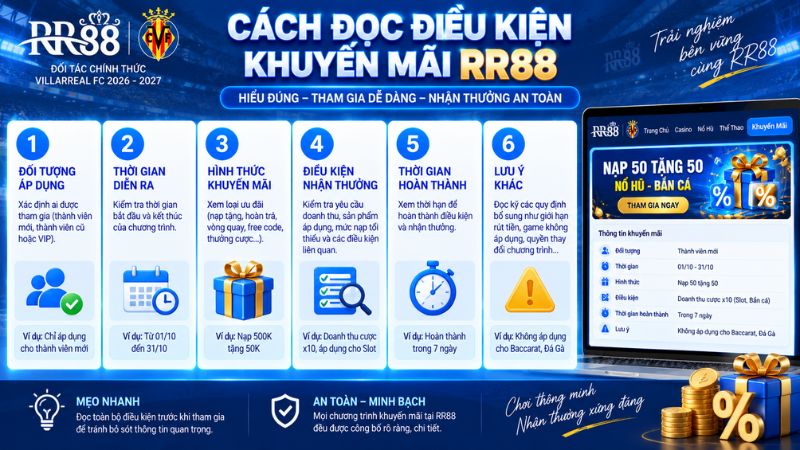 Cách đọc điều kiện khuyến mãi RR88